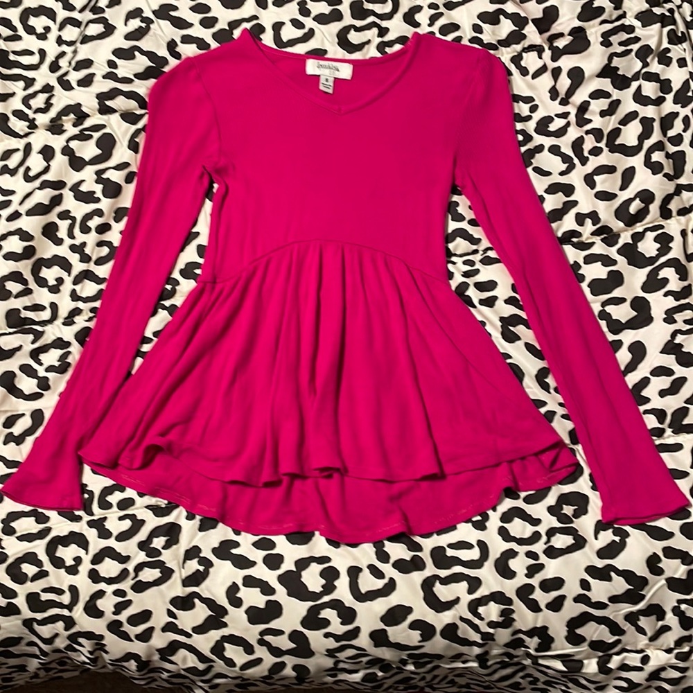 Speechless kids long sleeve ruffle shirt- pink